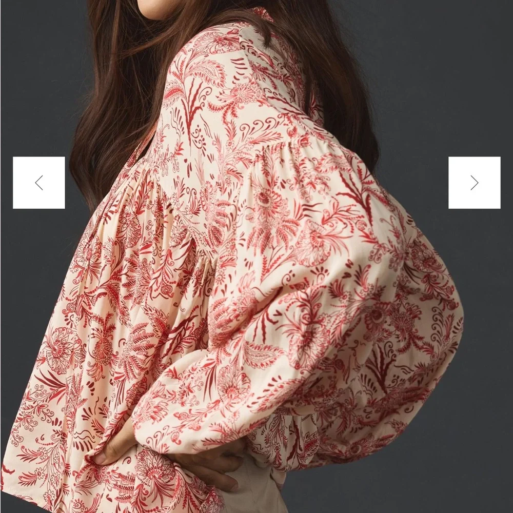 Anthropologie Tie-Front Peasant Blouse size M - Picture 5 of 8